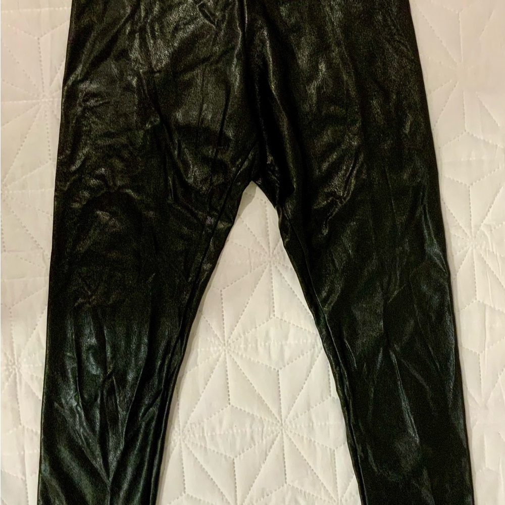 Commando Faux Leather Black Leggings with built-in tummy Control Mesh